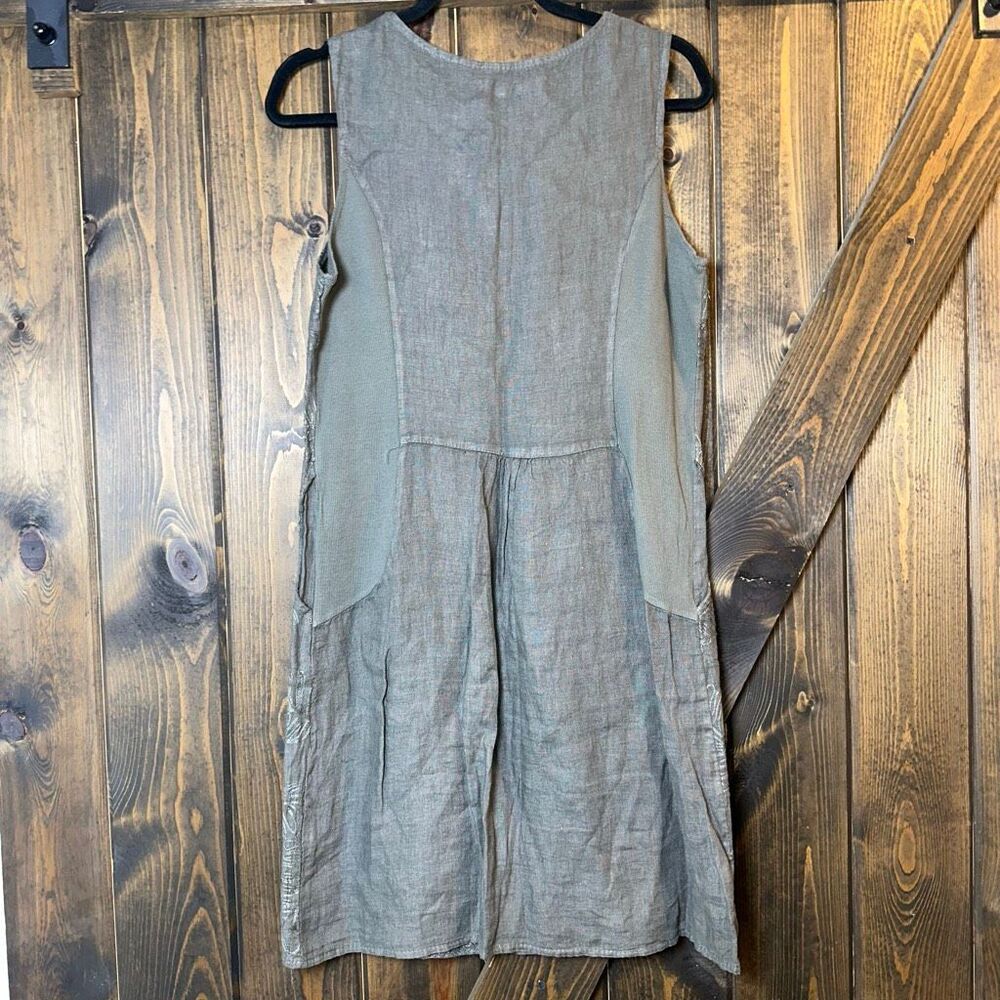 Lina Tomei Floral Embroidered 100% Linen Dress - Picture 2 of 7